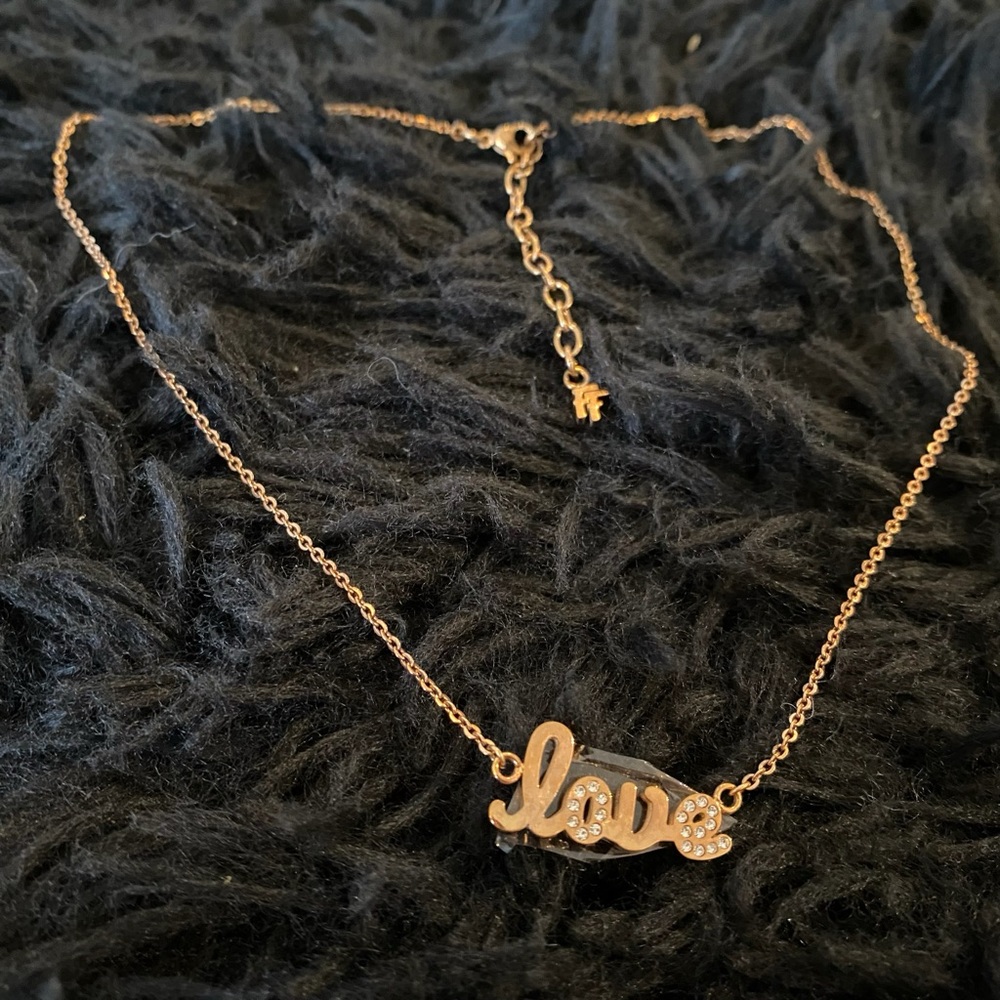 Folli Follie Rose Gold “Love” Pendant Necklace NWOT